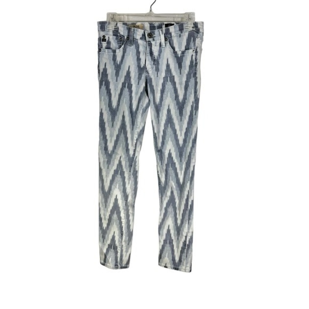 AG Adriano Goldschmied The Stilt Cigarette Leg Blue Denim Jeans‎ Size 26 Chevron